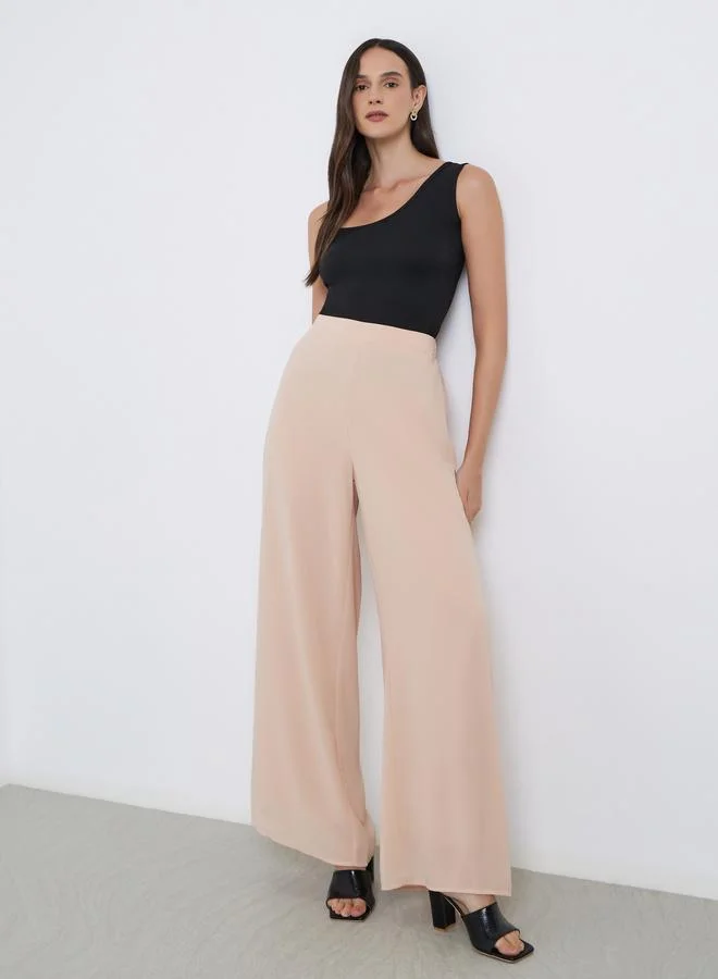 Elegant Wide Leg Trousers Cream