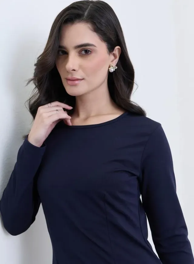 فستان طويل بأكمام طويلة وحافة ميرميد – صورة 4