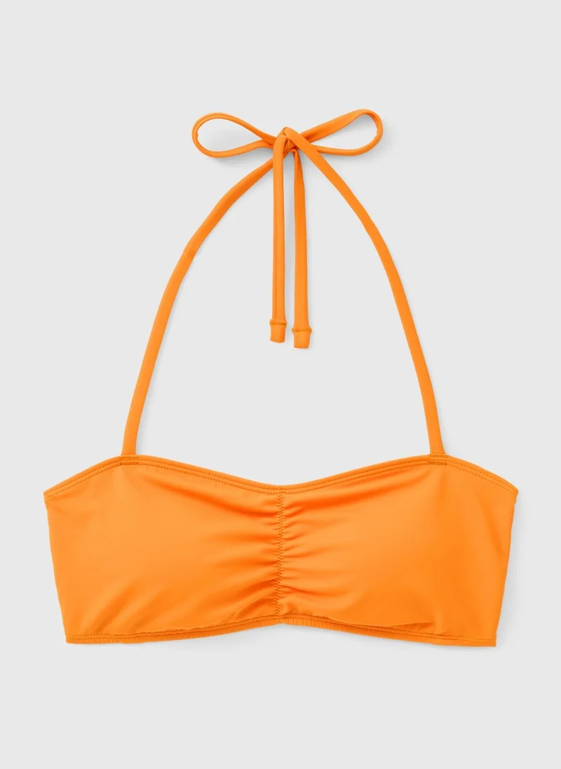 Halter Neck Bandeau Bikini Top Bright Orange