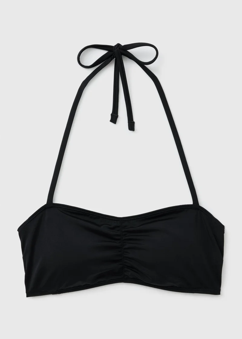Halter Neck Bandeau Bikini Top Black