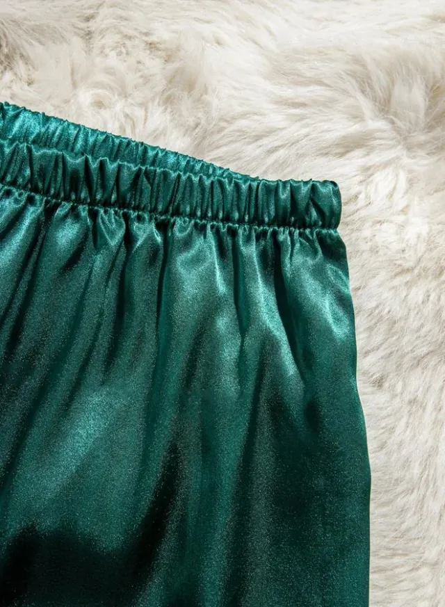Dark Green Lace Cami Top and Shorts Set - Polyester, V Neck, Relaxed Fit – image 5