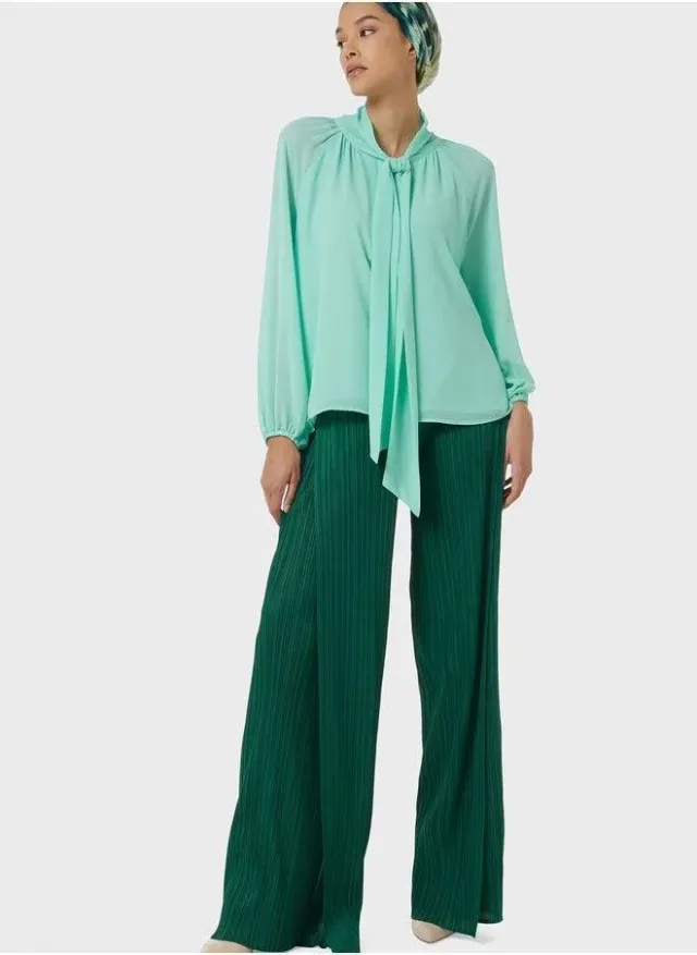 High Waist Plisse Wide Leg Trousers – image 4