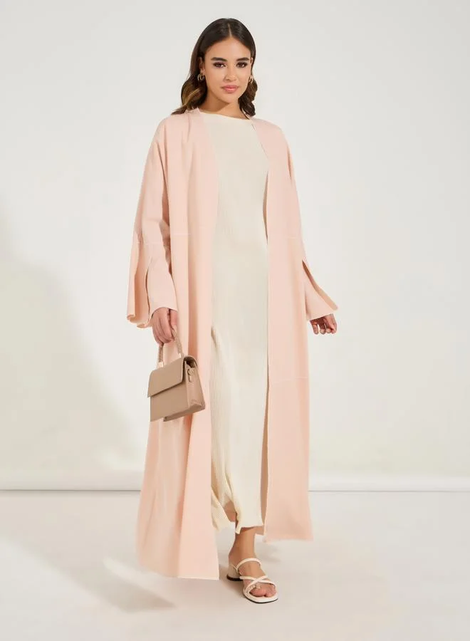 Styli Contrast Stitch Maxi Kimono Beige