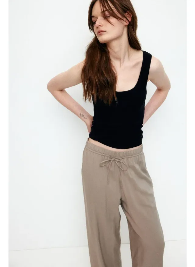 Wide-Leg Pull-On Trousers