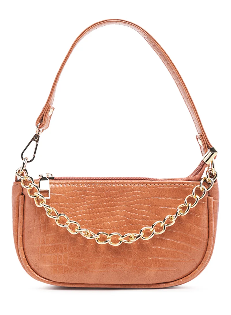 Croc-Embossed Sling Bag Orange