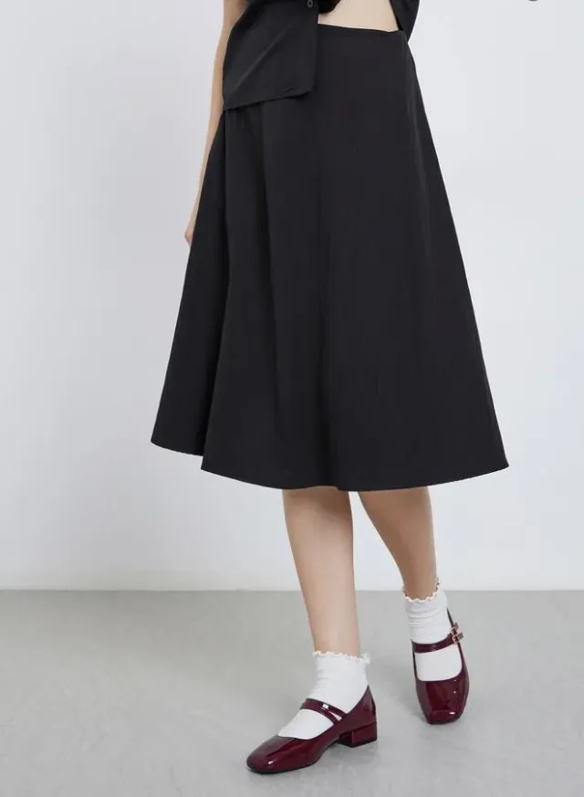 Women's Black Solid Collared Shirt and Skirt Set – image 4