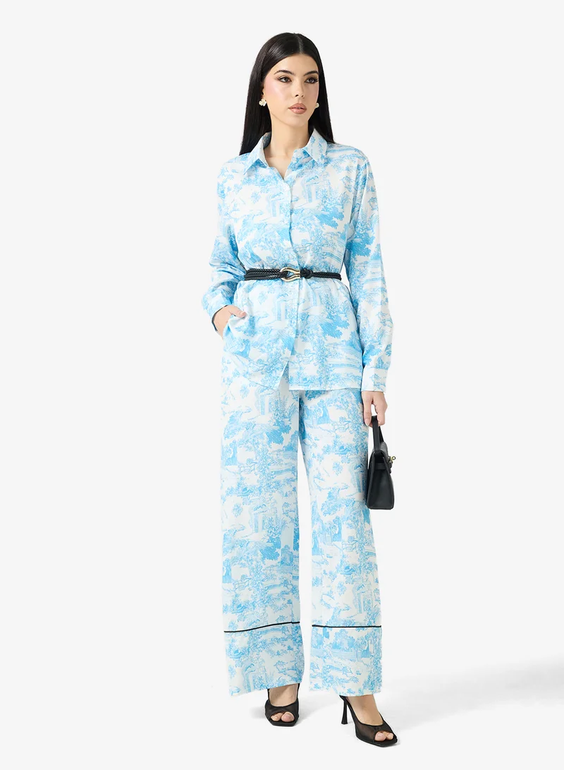 Printed Shirt & Pant Set Blue