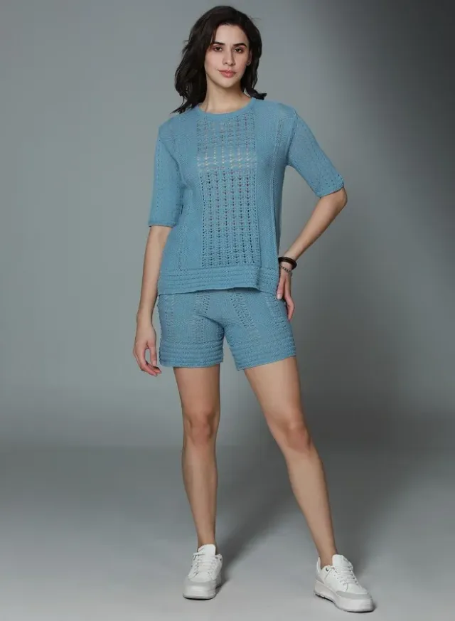 Women's Regular Fit Co-ord Blue
