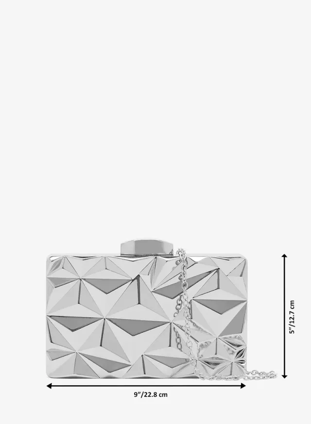Geometric Rectangular Statement Clutch Silver – image 5