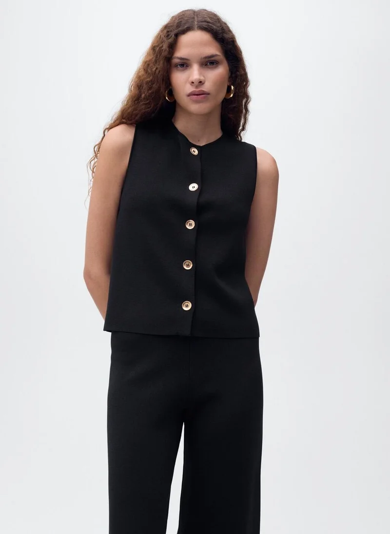 Fine-Knit Gilet Black