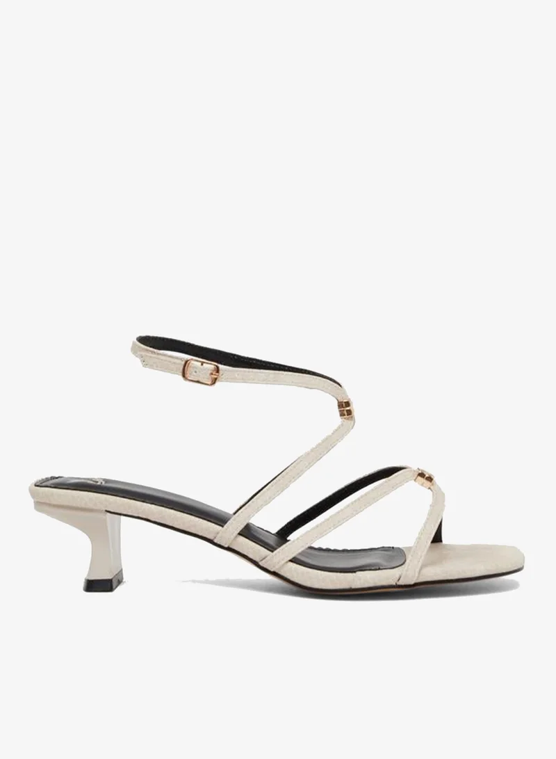 Metal Trim Strappy Sandals Cream