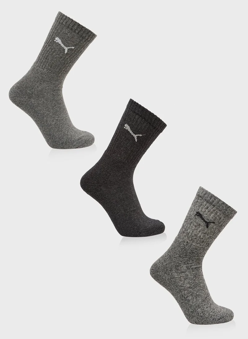 3-Pack Crew Socks Gray