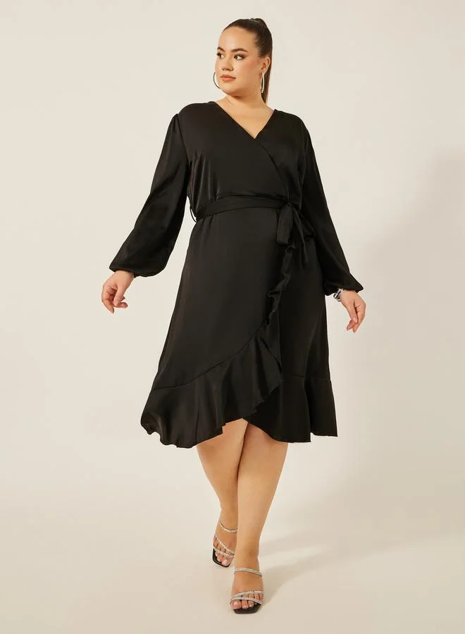Ruffled Faux-Wrap Dress