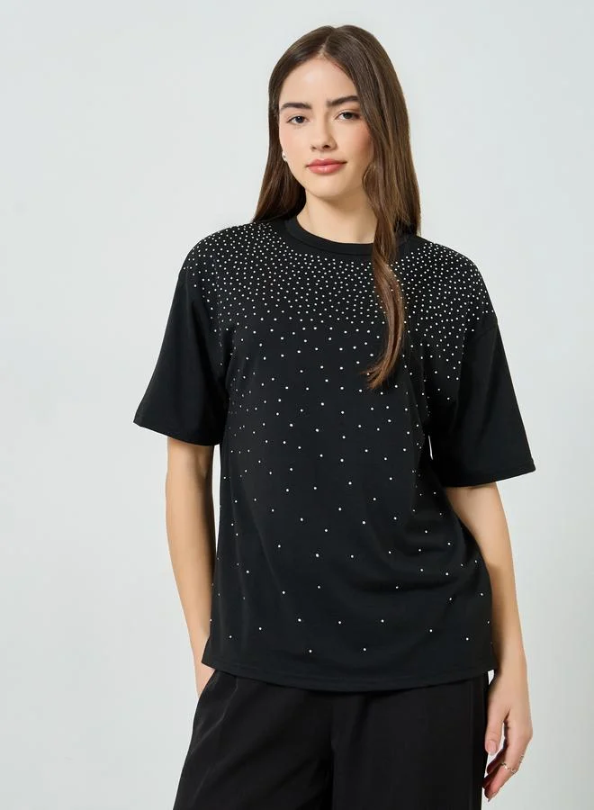 Embellished Oversized T-Shirt Black