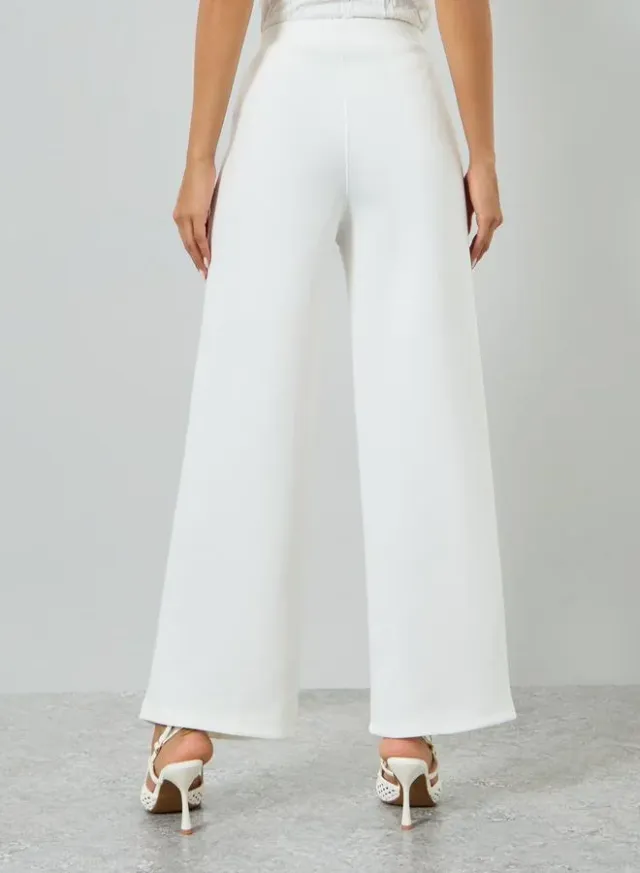 Wide Leg Scuba Pants Off White – image 3