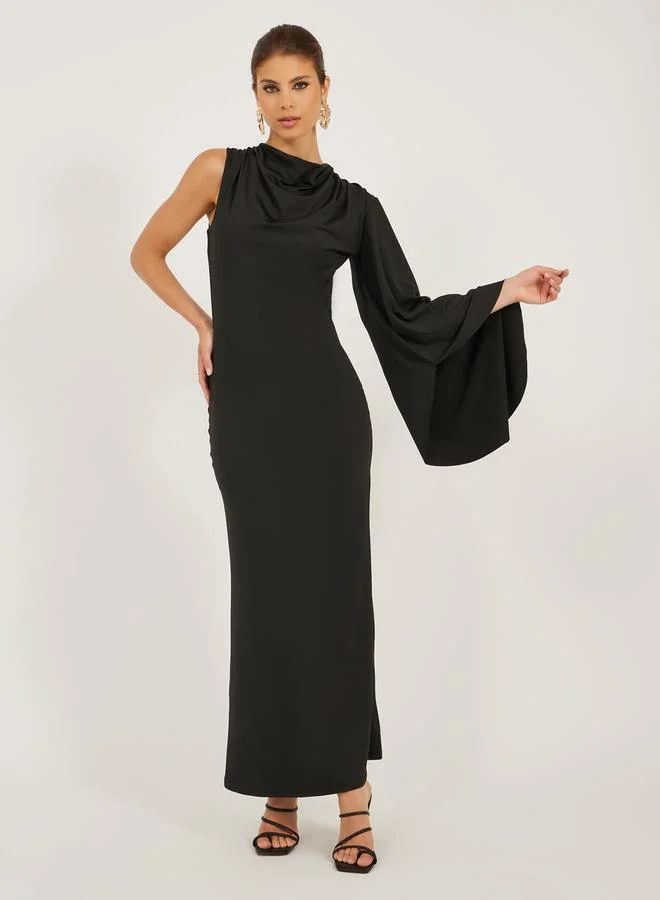 Asymmetric Gown Black