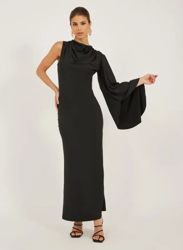 Asymmetric Gown Black
