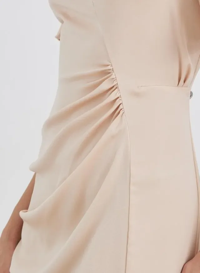 Satin Gathered A-Line Maxi Dress – image 4