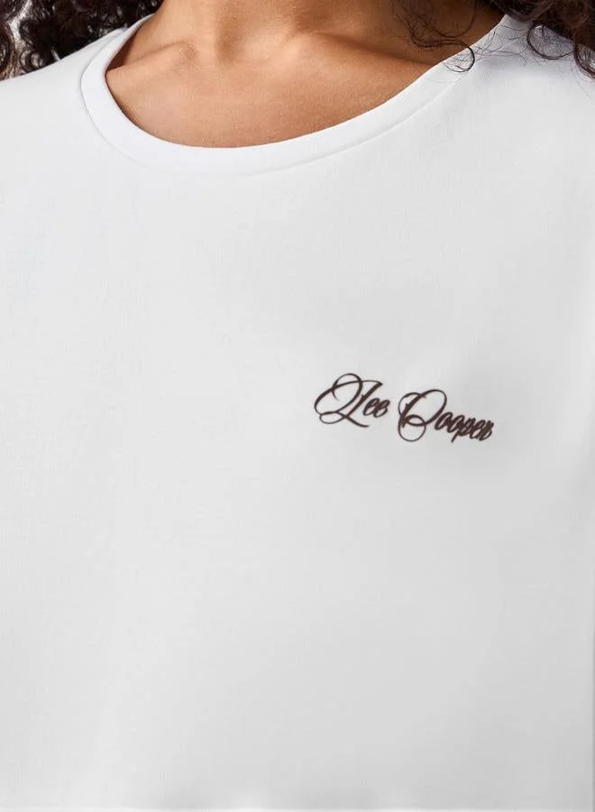 تيشيرت قطني بطبعة شعار Lee Cooper أبيض