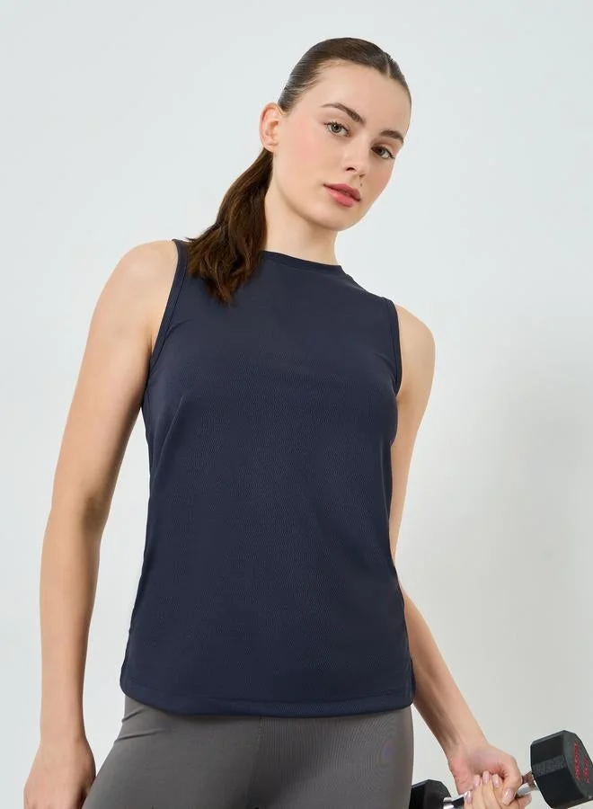 Textured Basic Tank Charcoal