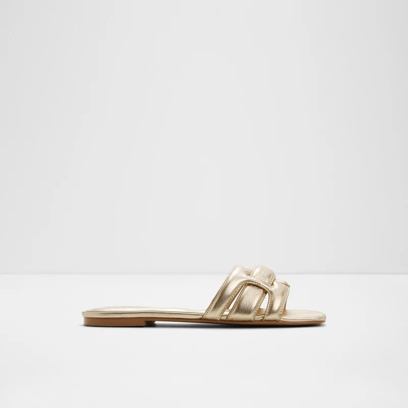 ELENARIA-In Women's Open Toe Slide Sandals Golden Yellow