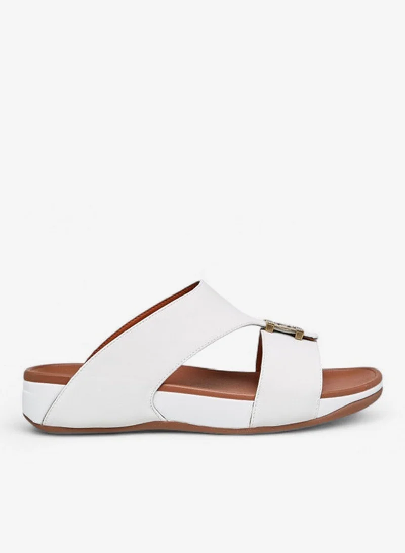 Men's Metal Accent Slip-On Sandals White