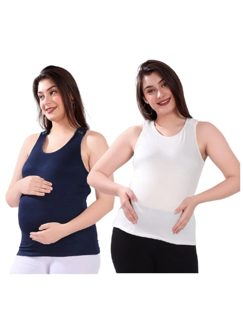 TUMMY Maternity Nursing Tank Top 2-Pack Dark Blue