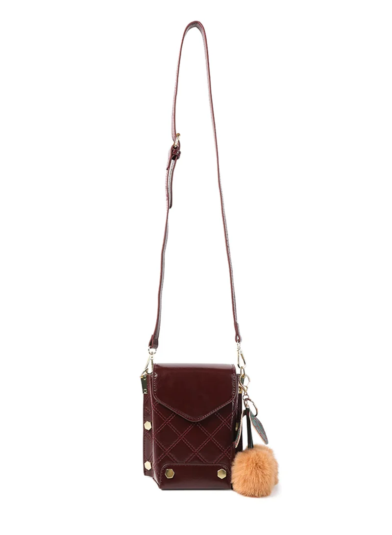 Faux Leather Mini Sling Bag Burgundy