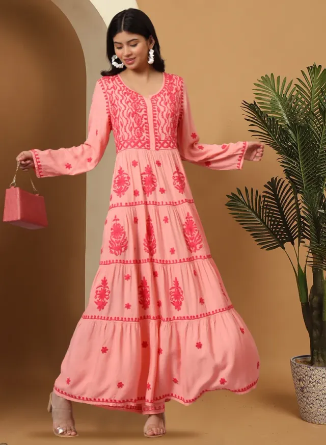 Turquoise Cotton Embroidered Jalabiya for Women - Plus Size – image 6
