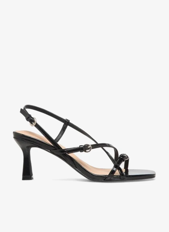 Flora Bella Women's Cross Strap Flared Heel Sandals Black