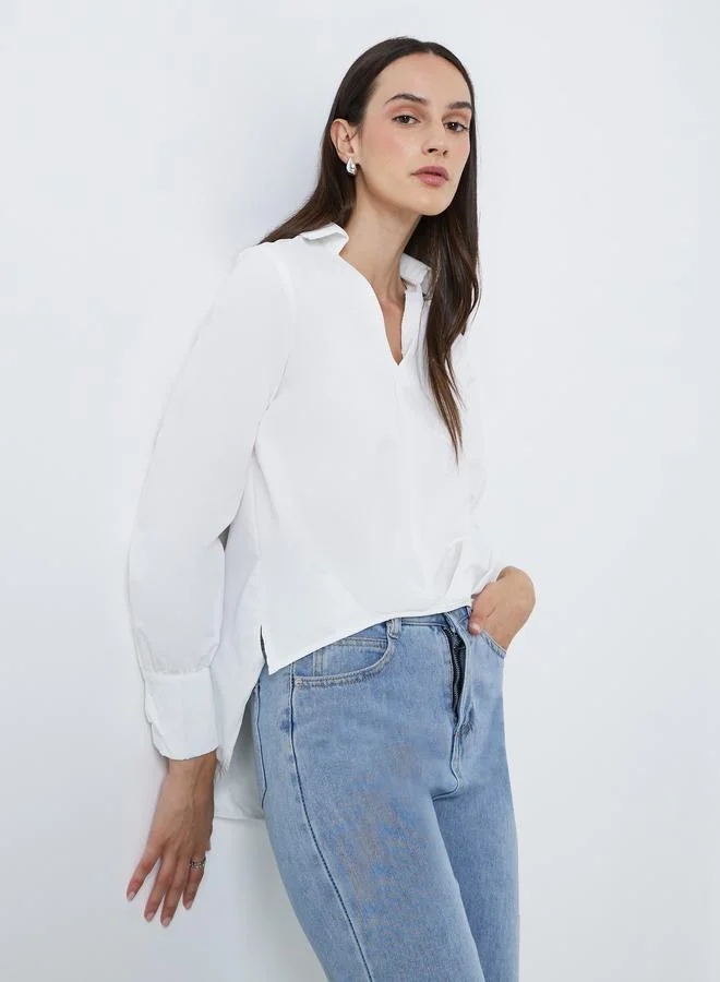 Styli Solid Long Sleeve Regular Fit Shirt White