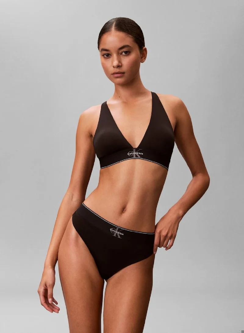 Graphic Monogram Microfibre Stretch Thong Black