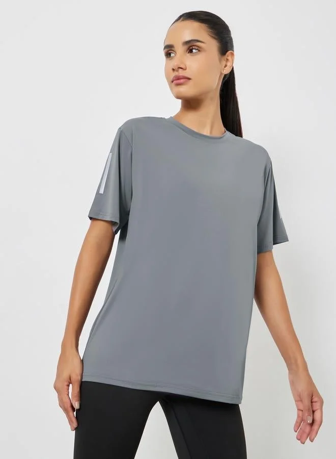 Textured Dual Reflective Striped Top Charcoal