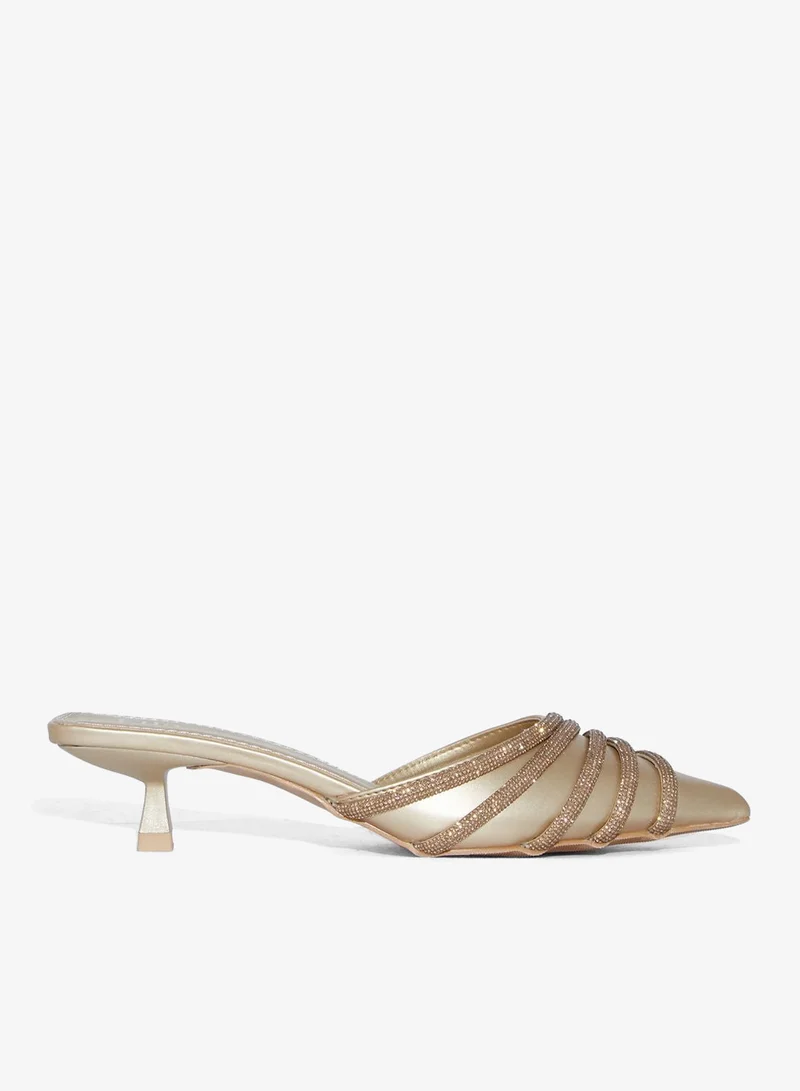 Diamante Slip-On Pumps Light Beige