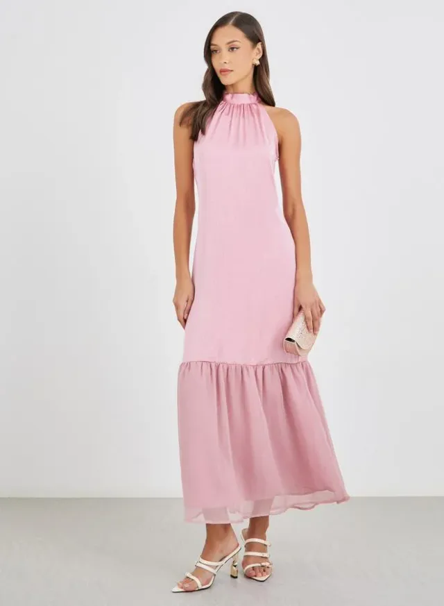 Halter Neck Sheath Maxi Dress – image 2