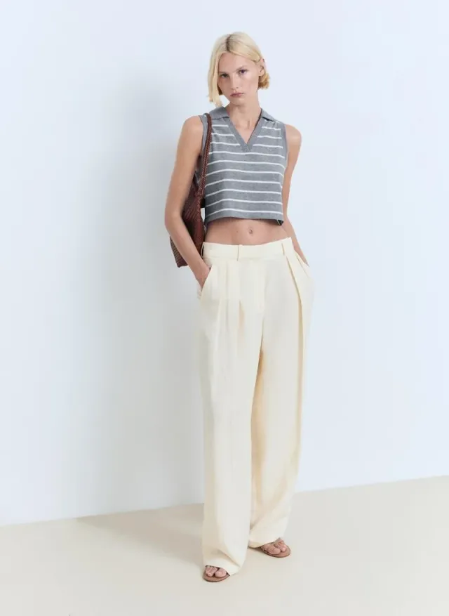 Striped Cropped Polo Shirt – image 5