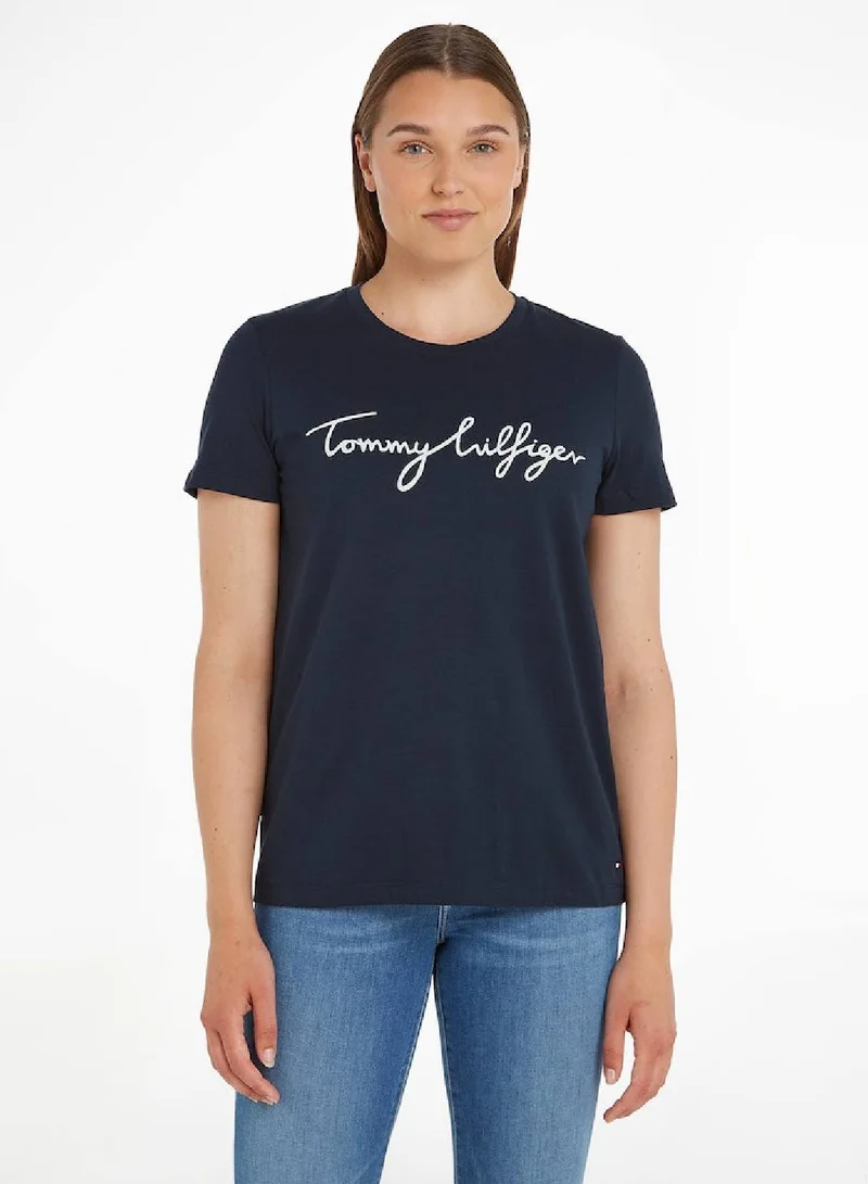 Heritage Logo Crew Neck T-Shirt Deep Navy Blue