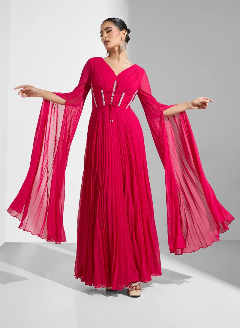 Pleated Chiffon Dress