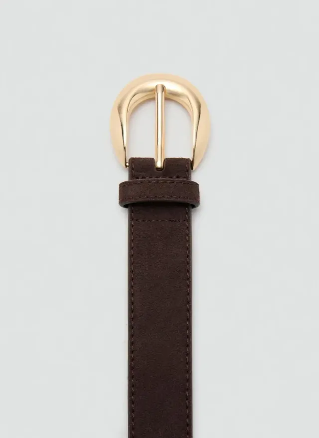Oval Buckle Leather Belt Dark Brown – image 4