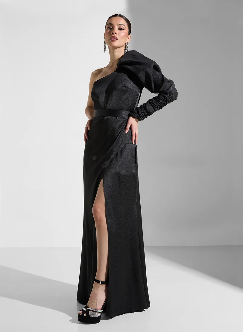 Asymmetric Sleeve Gown