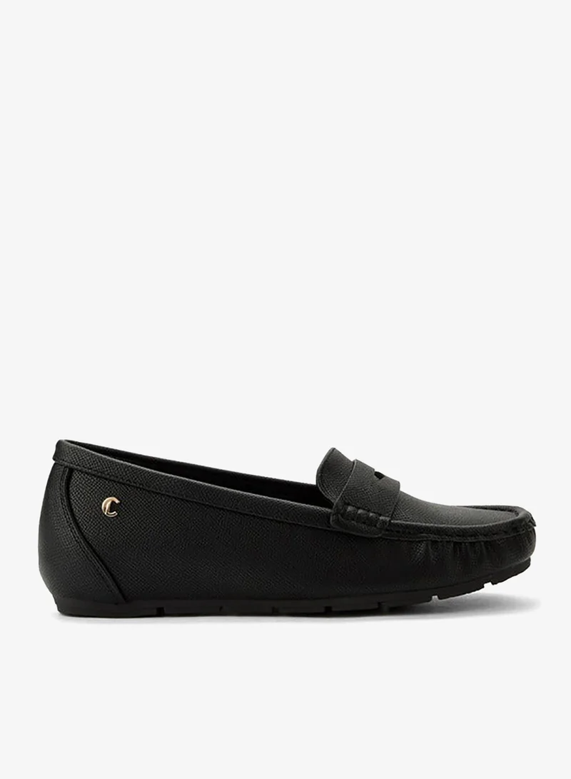 Women's Textured Moccasins Black