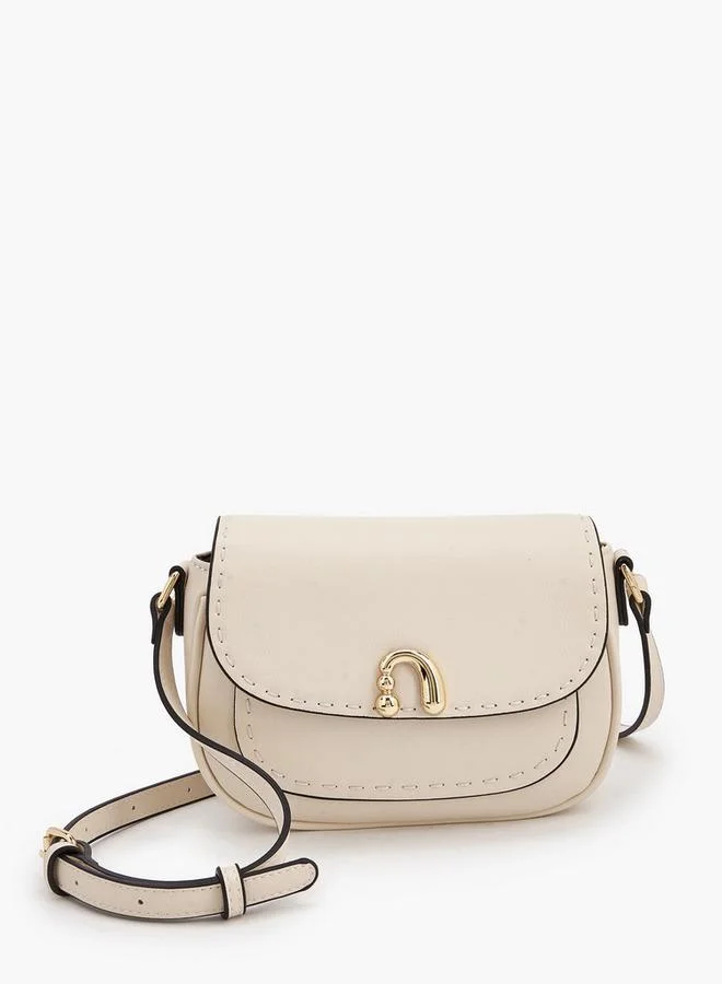 Solid Adjustable Strap Crossbody Bag Beige