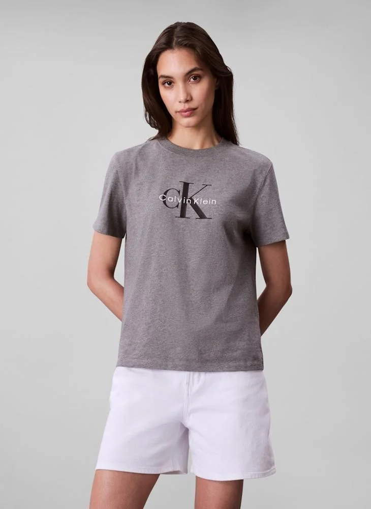 Graphic Crew Neck T-Shirt Gray