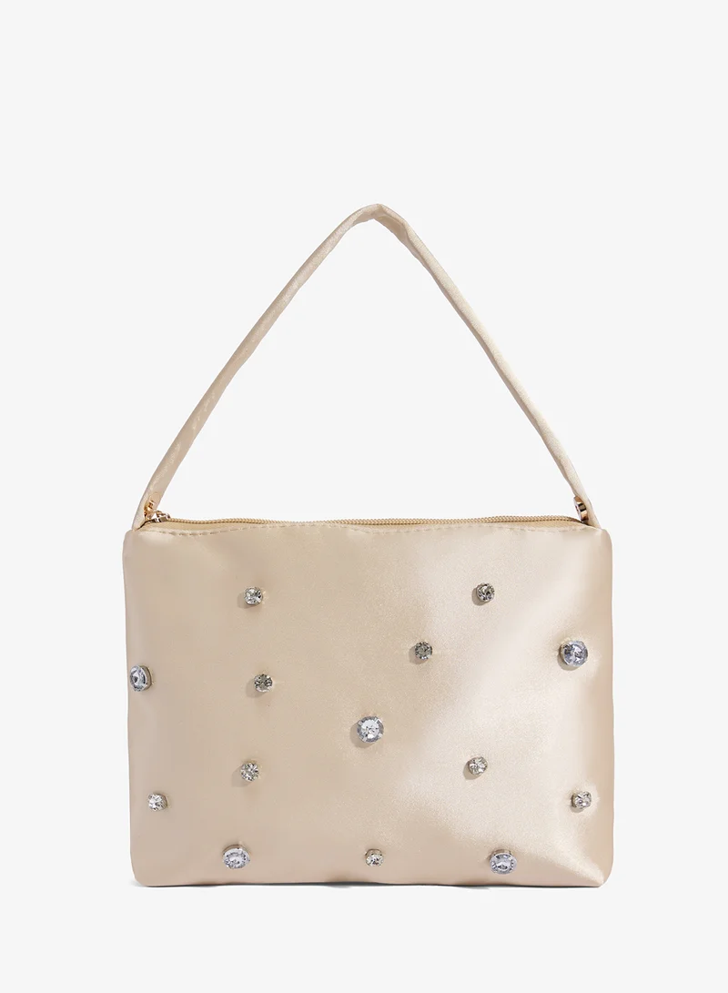 Diamonte Embellished Satin Chain Bag