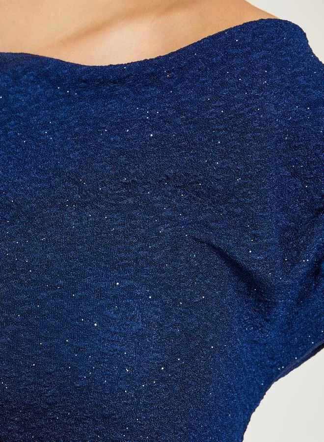 Women's Asymmetric Neck Knit Top Blue