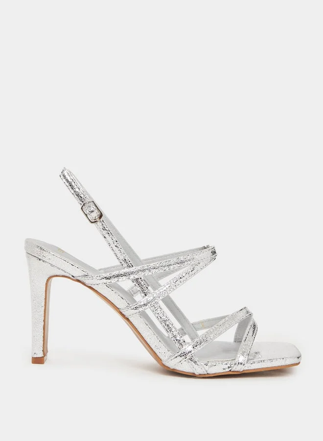 Strappy Heeled Sandals Silver