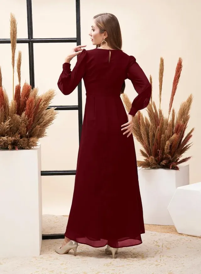 Mish Pleated Puff Sleeve Maxi Dress – image 5