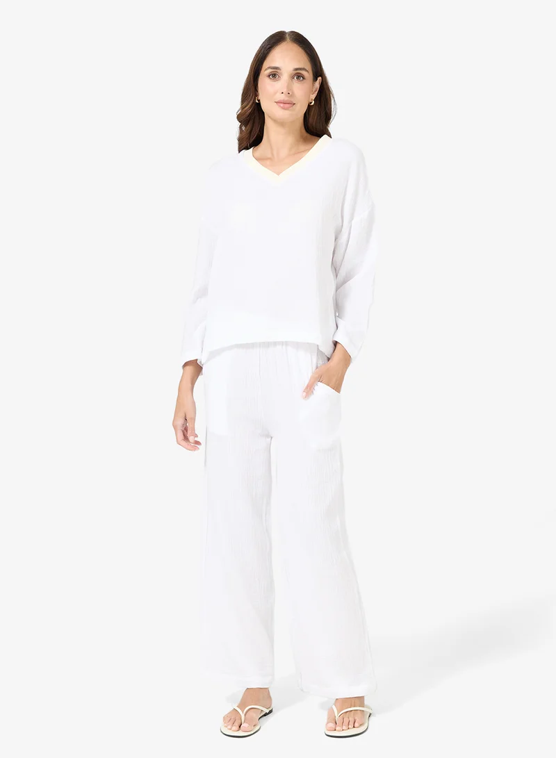 Ribbed Lounge Set White