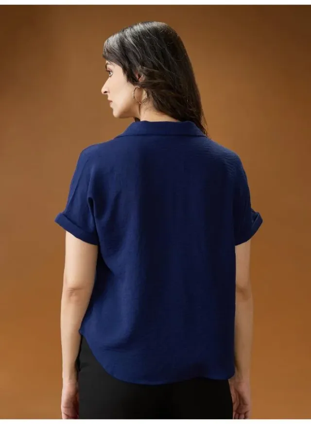 Women's Crepe V-Neck Workwear Top with Extended Sleeves – image 4
