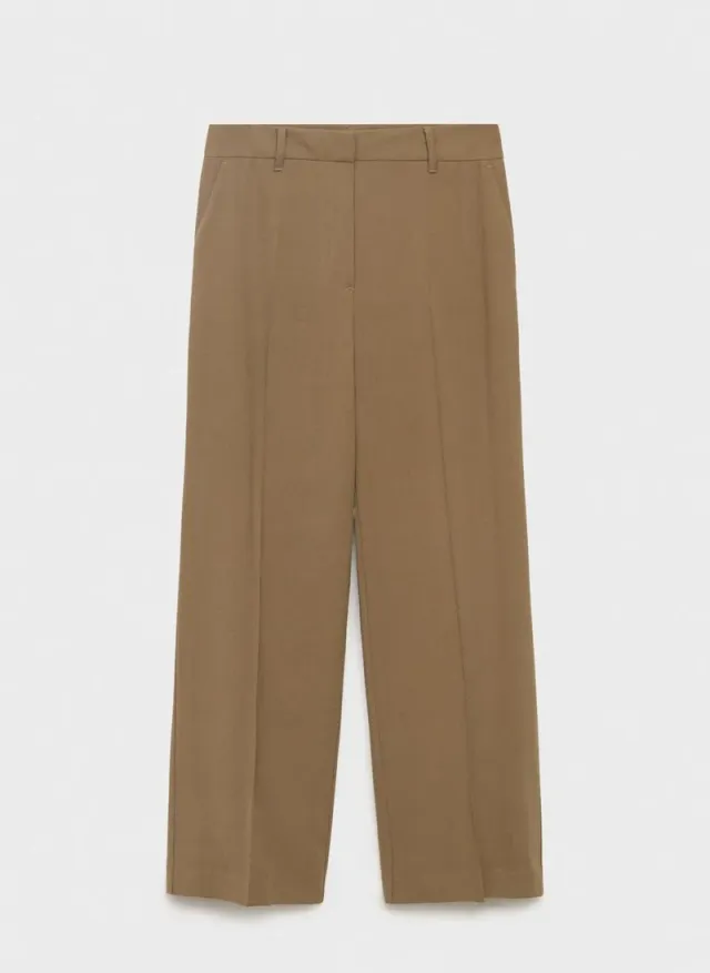 Olive Viscose Mid-Rise Straight Trousers for Women – image 4